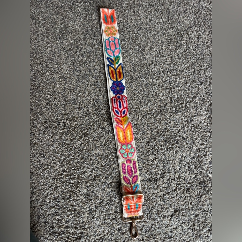 Floral Embroidered purse/guitar Strap - Multicolor